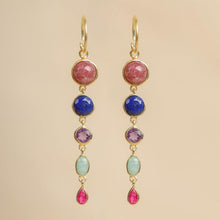 Lade das Bild in den Galerie-Viewer, MUJA JUMA Ohrringe Q’ero, Rhodonit, in Gold