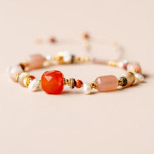 Lade das Bild in den Galerie-Viewer, MUJA JUMA Armband Mondstein & Achat, in Gold