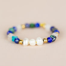 Lade das Bild in den Galerie-Viewer, MUJA JUMA Ring ELASTIC, Lapis Lasuli, in Gold