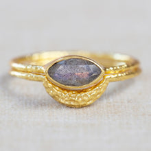 Lade das Bild in den Galerie-Viewer, MUJA JUMA Ring 's SET LUCIA,Labradorith, in Gold
