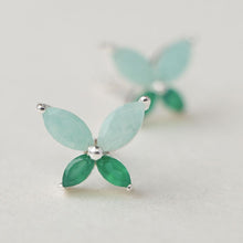 Lade das Bild in den Galerie-Viewer, MUJA JUMA Ohrstecker BUTTERFLY, Amazonit, in Silber