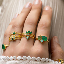 Lade das Bild in den Galerie-Viewer, MUJA JUMA Ring NAIA, Grüner Achat, in Silber