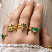 Lade das Bild in den Galerie-Viewer, MUJA JUMA Ring NAIA, Grüner Achat, in Gold