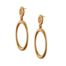 Lade das Bild in den Galerie-Viewer, SENCE Copenhagen Ohrstecker OVALS Crystal, Rosenquarz, in Gold
