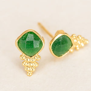 MUJA JUMA Ohrstecker Alvada comet, Grüne Jade, in Gold