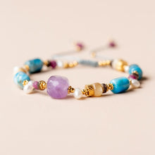 Lade das Bild in den Galerie-Viewer, MUJA JUMA Armband Amethyst &amp; Apatit, in Gold
