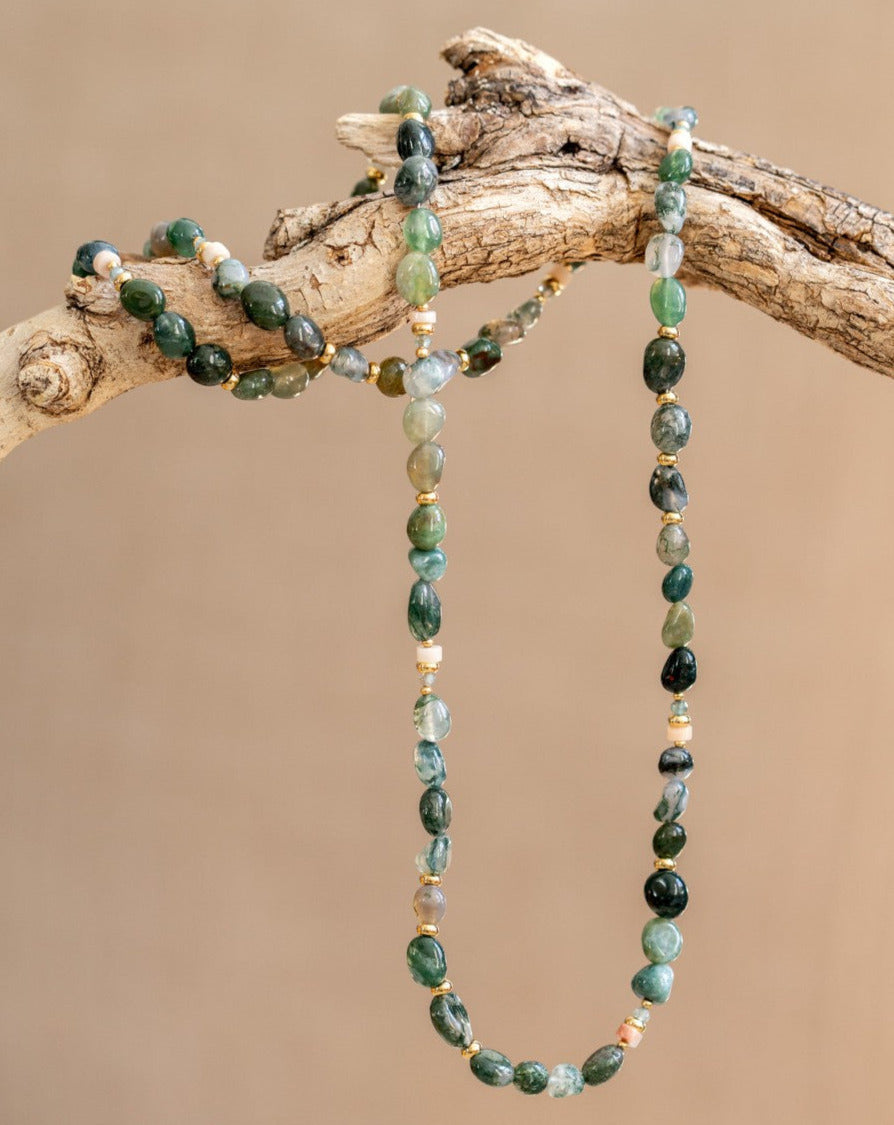 MUJA JUMA Halskette Emerald and indien Agate, in Gold