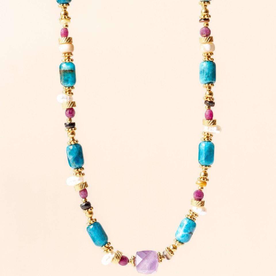 MUJA JUMA Halskette Amethyst & Apatit, in Gold