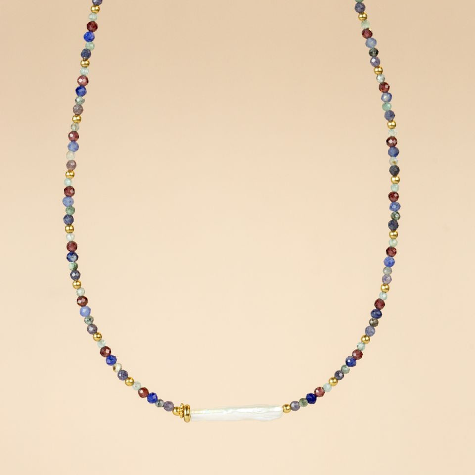 MUJA JUMA Halskette MIXED, Lapislasuli & Saphir, in Gold