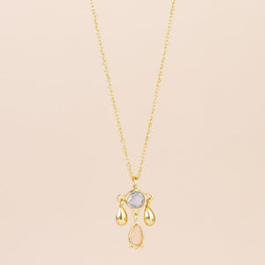 MUJA JUMA Kette CICADA, Mondstein & Labradorit, in Gold