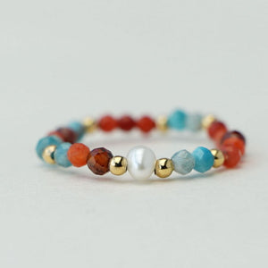 MUJA JUMA Ring ELASTIC, Turquoise, in Gold