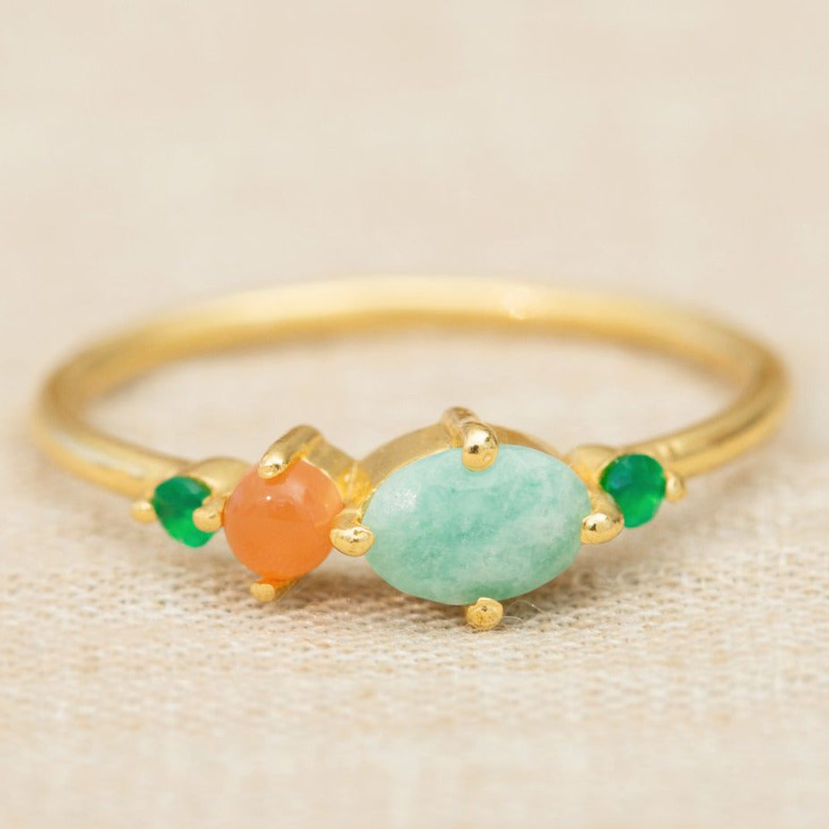 MUJA JUMA Ring  NAIA, Amazonit, in Gold