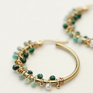 MUJA JUMA Ohrringe CREOLE Malachit, in Gold