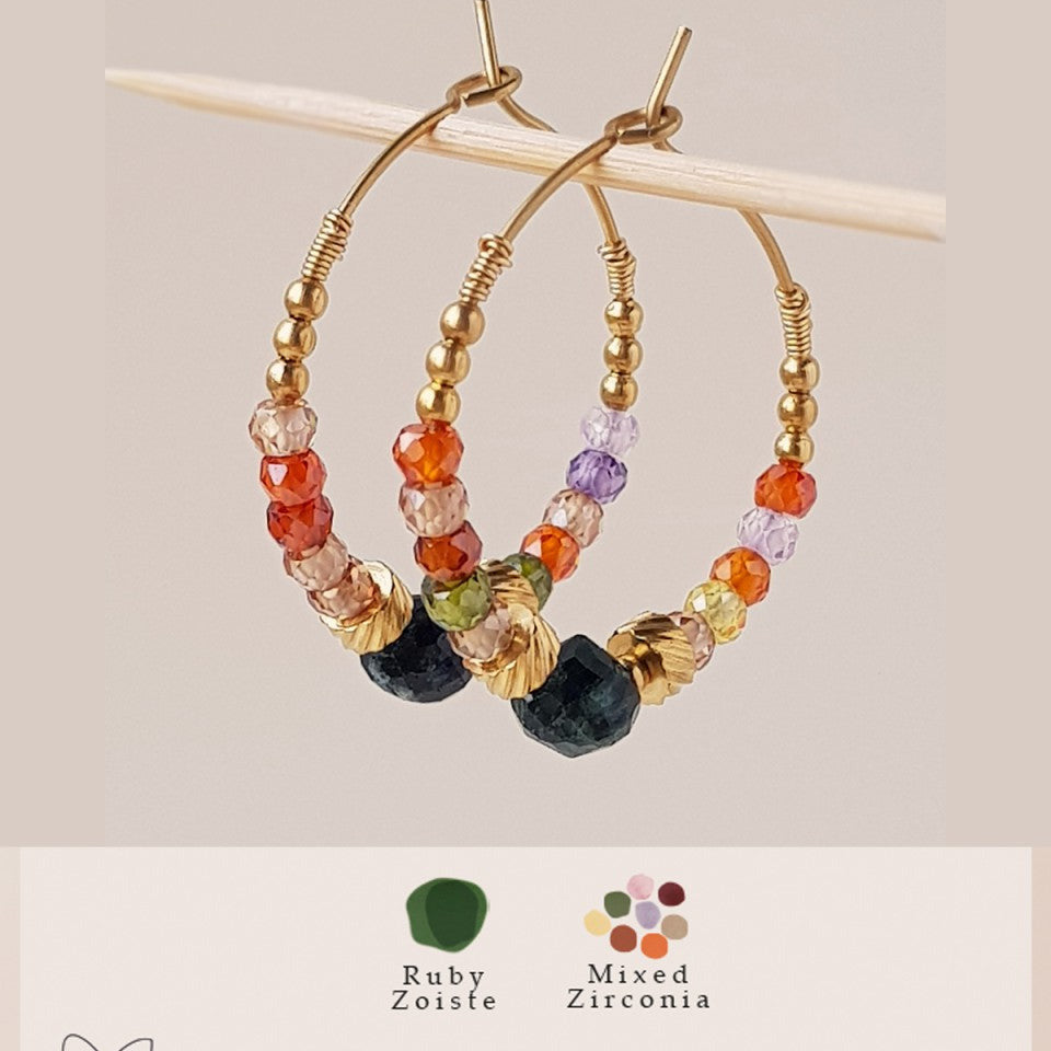 MUJA JUMA Ohrringe CREOLEMIXED ZIRCONIA, in Gold