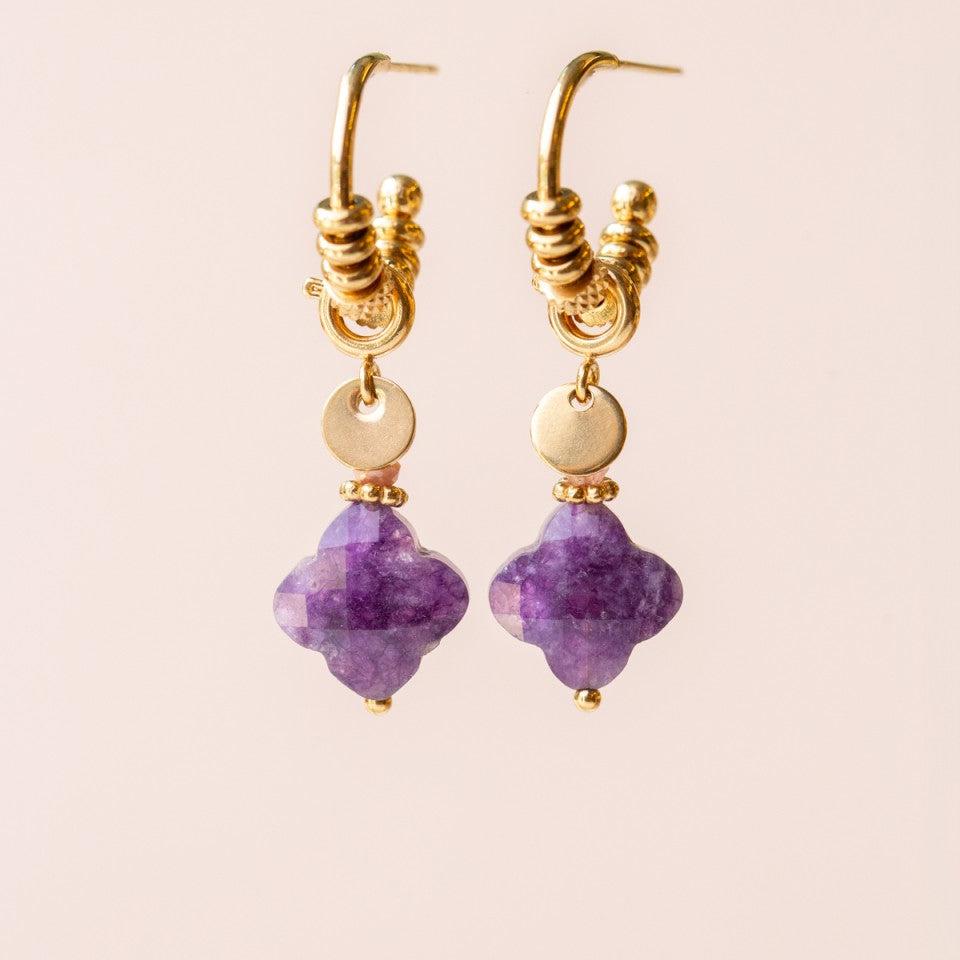 MUJA JUMA Ohrringe CREOLE Amethyst, in Gold