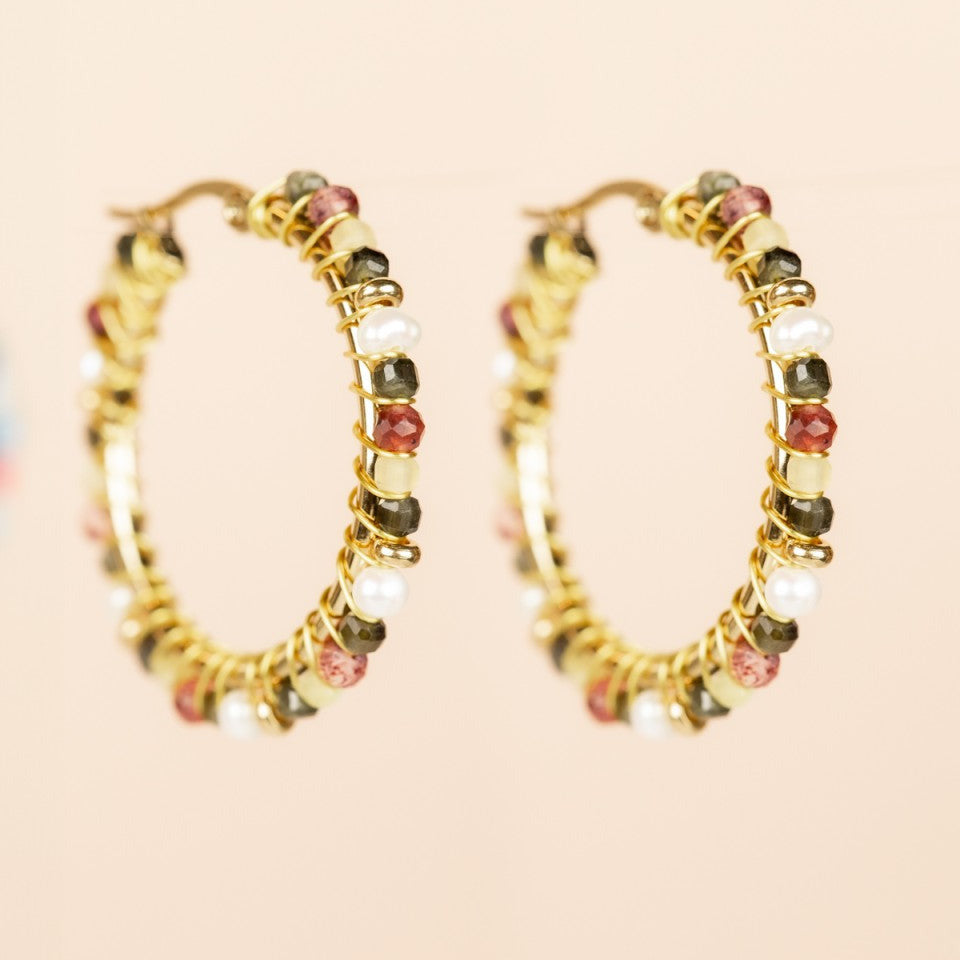MUJA JUMA Ohrringe CREOLE Yellow Opal, in Gold