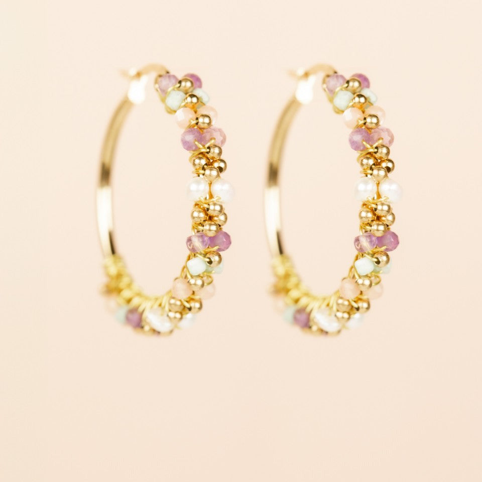 MUJA JUMA Ohrringe CREOLE, Amethyst, in Gold