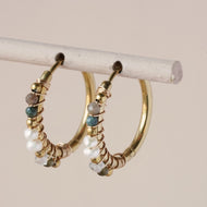MUJA JUMA Ohrringe CREOLE Labradorith MIX, in Gold