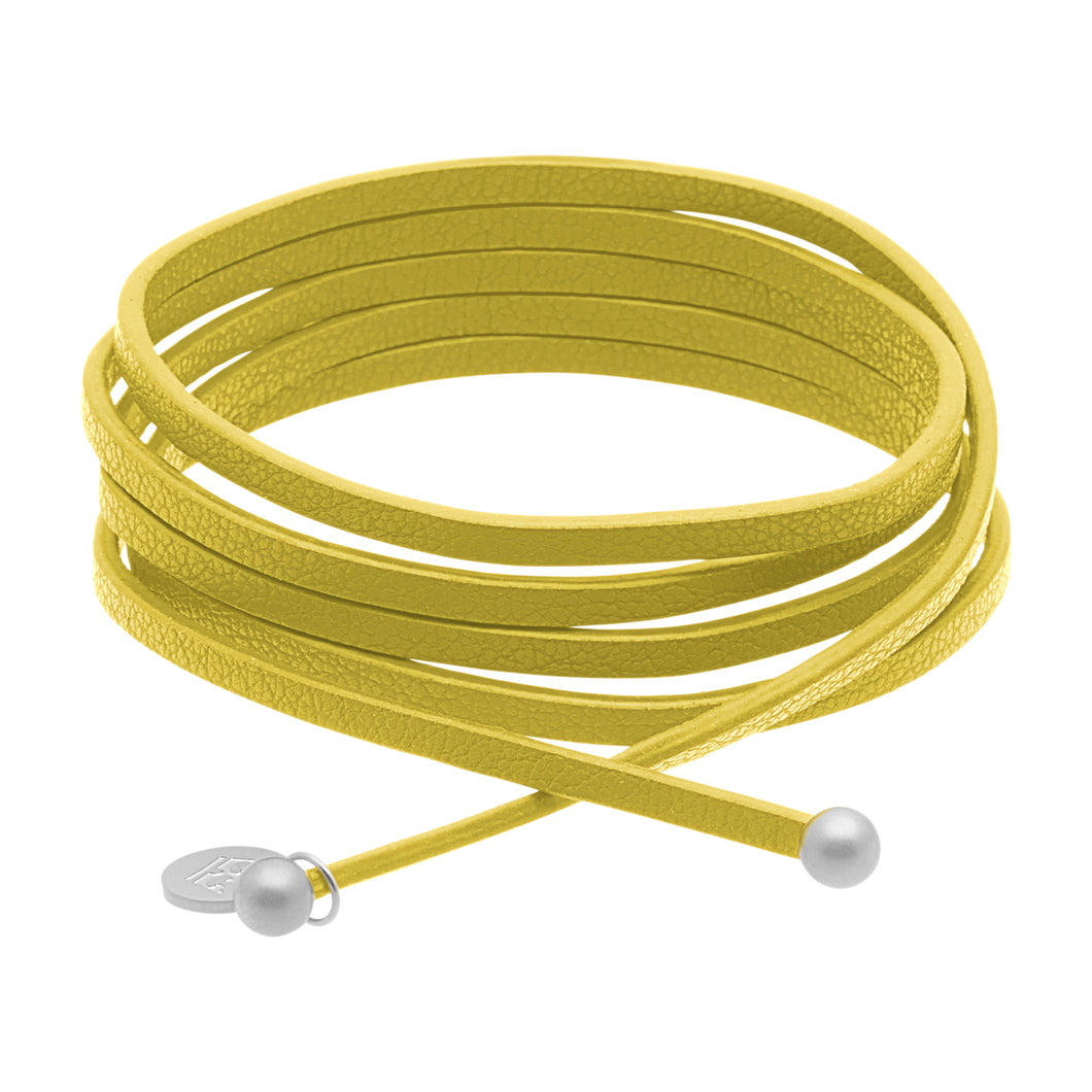 Sence Copenhagen Lederband BASIC, Sunny Lemon, in Silber