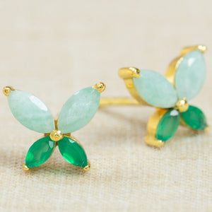 MUJA JUMA Ohrstecker BUTTERFLY, Amazonit, in Gold