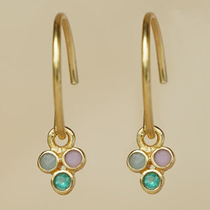 MUJA JUMA Ohrringe Achat & Opal& Amazonit, in Gold