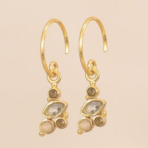 MUJA JUMA Ohrringe ASAY, Labradorit & Mondstein, in Gold