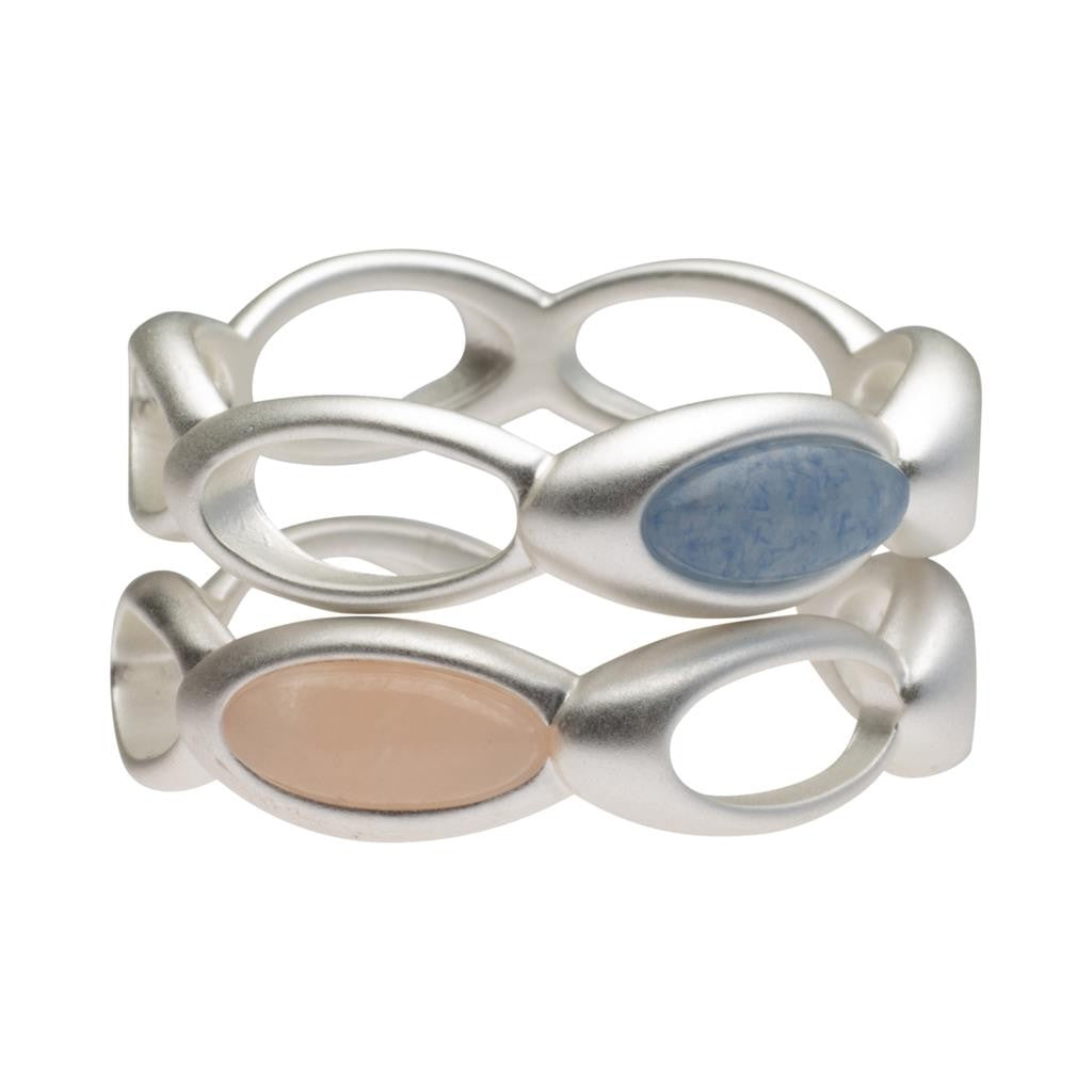 SENCE Copenhagen Ring-Set AURORA- Quarz/ Opal, versilbert, Gr.8