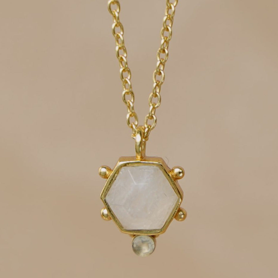 MUJA JUMA Kette COLLIER, Mondstein & Prenit, in Gold