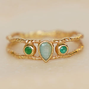 MUJA JUMA Ring  GREEN ONYX, Amazonit, in Gold, Gr. 54