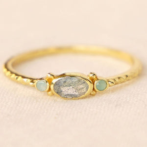 MUJA JUMA Ring, Labradorit & Amazonit, in Gold