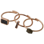 PILGRIM Ring-Set GLENNA- Hämatit, Kristall, Rose-Gold plattiert