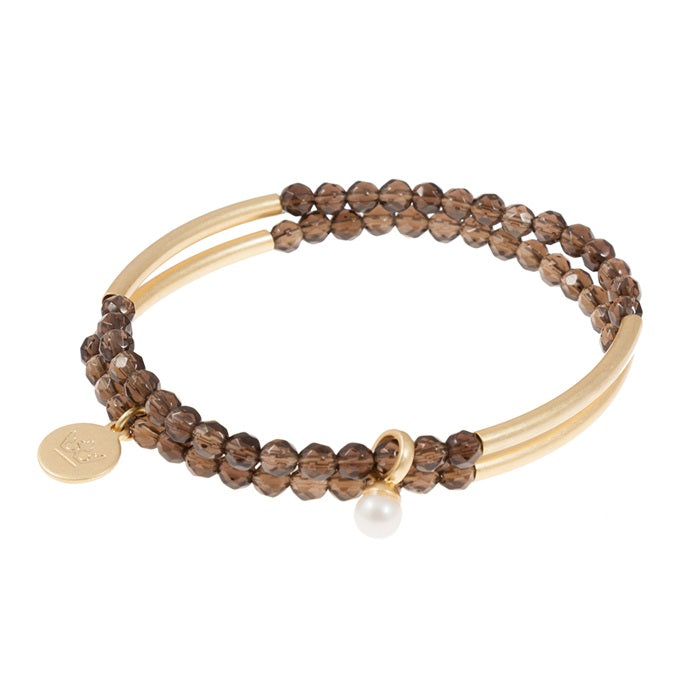 SENCE Copenhagen Armbänder-Set Smokey Quartz, in Gold